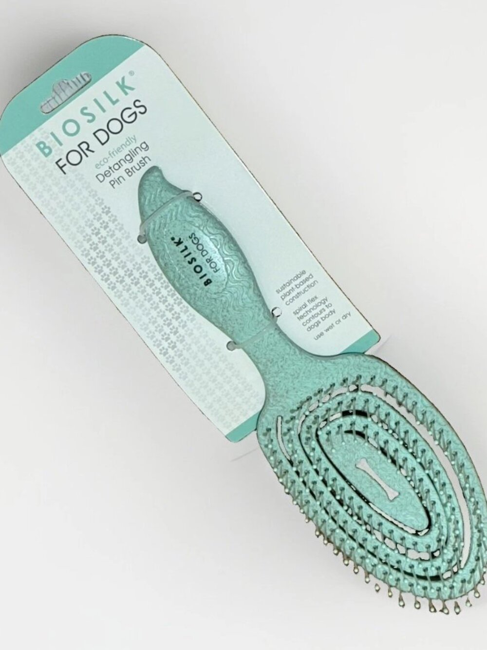 2 BioSilk For Dogs Detangling Grooming Pin Brush 9in Mint Green Eco Friendly New